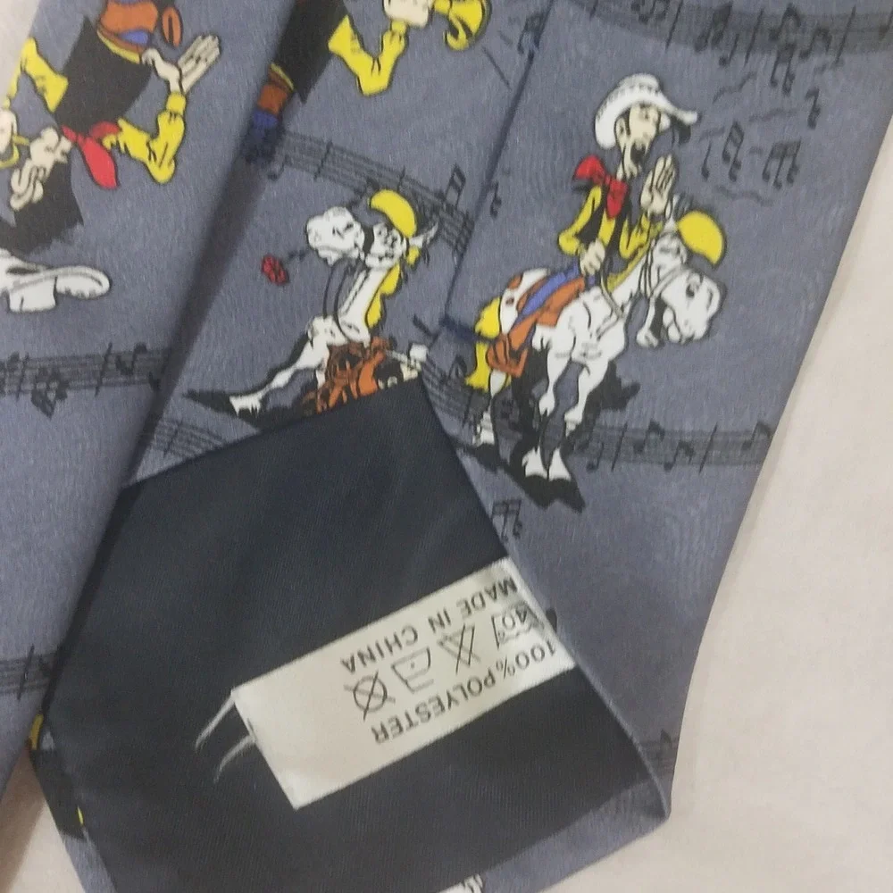 Lucky Luke Cartoon Necktie Mens OS Blue Excellent Cowboy Jolly Jumper Novelty